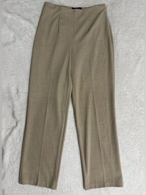 TRIBELLA Khaki Beige Tailored Dress Pants High Waist Straight Leg Slacks.